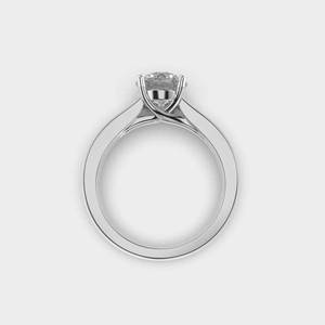 Anillo de banda ancha con diamante cultivado en laboratorio de 2.0 quilates, oro macizo de 14K, engaste de puntas, acabado en rodio, diseño romántico y atemporal, joyería de boda - Product Image 3