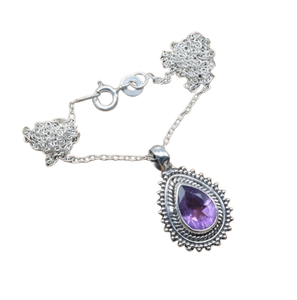 Colgante de piedras preciosas de amatista, joyería para mujer, joyería de estilo bohemio de plata, colgante hecho a mano de tendencia de Plata de Ley 925, regalo para ella - Product Image 1