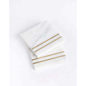 ที่รองแก้วหินอ่อนลายทางสีทองสำหรับตกแต่งบ้าน - Product Image 3