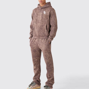 Survêtements pour hommes en molleton 100% coton, légers, de haute qualité, effet vieilli, séchage rapide, décontractés, pour l'hiver, motif uni, respirants - Product Image 1