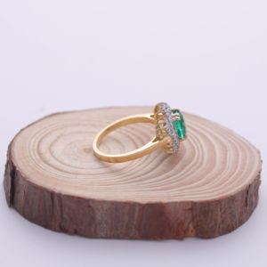 1.49Ct Round <b>Green</b> Emerald Gemstone Halo Ring with 0.49Ct Round Diamonds in Solid 925 Sterling Silver | Engagement Fine <b>Jewelry</b> - Product Image 5