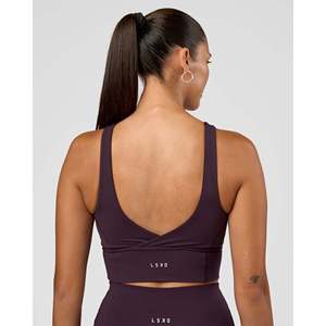 Sujetador Deportivo Acolchado Sin Costuras Longline, Ajustable, Talla Grande, Ropa Deportiva para Yoga, Color Ciruela Medianoche - Product Image 2