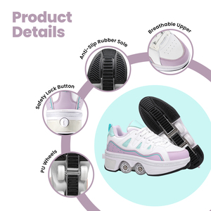 Nuove Scarpe con Rotelle a Doppia Fila 2026 con Ruote Deformabili, Scarpe con <span class=keywords><strong>4</strong></span> Ruote Retrattili, Scarpe da Pattinaggio a Rotelle per Adulti - Product Image 2