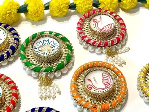 Boda India Haldi Mehendi Sangeet Favor, Return Favor, portavelas con bolsa Potli, regalo para invitados, linternas, tarros, - Product Image 3