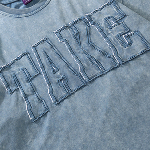 100% algodón holgado de alta calidad, ropa de calle holgada, camiseta con logotipo personalizado bordado impreso, camiseta de lavado ácido para hombres - Product Image 5