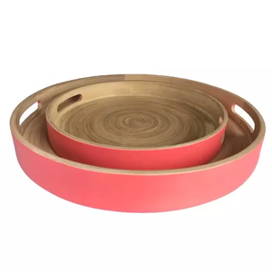 Plateau de service en bois naturel avec ensemble de sous-verres meubles de ferme décoratifs et aliments fruits servant de stockage plateau d'organisation plateau - Product Image 5