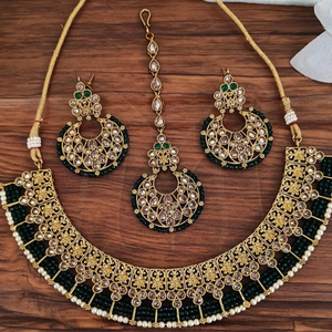 Bijoux de perles antiques Mehendi, bijoux de fête polis, accessoires de créateur, ensembles de bijoux, colliers courts antiques - Product Image 1