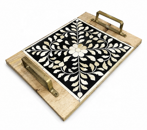 Fromm Inde Artisanat de qualité Mother Pearl Star Bone Inlay Ustensiles de cuisine Plateaux de service pour hôtels et restaurants - Product Image 6