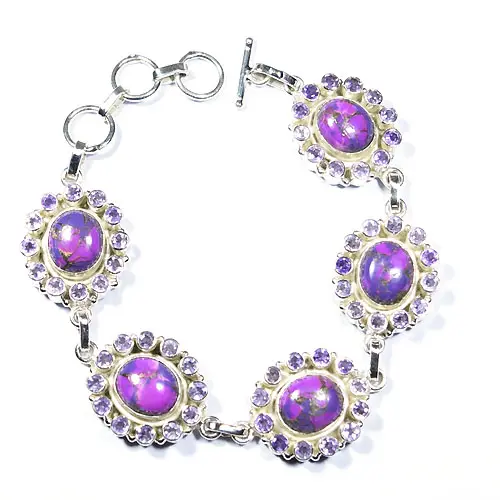 purple copper turquoise 925 sterling silver bracelet wholesale jewelry