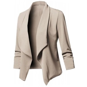 Abrigo Blazer texturizado para mujer con logotipo personalizado Elegante Slim Fit Manga larga Chaqueta de traje de oficina para reuniones de negocios y eventos - Product Image 2