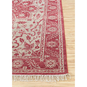 Alfombra de Lana Anudada a Mano de Gran Tamaño Savana, Rectangular, con Medallón Abstracto Rojo Naranja, para el Hogar, Entrada o Pasillo, 9x12, LCA-606 - Product Image 4