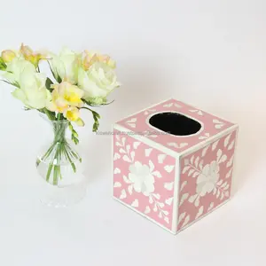 Nouvelle conception, boîte à mouchoirs classique durable et écologique, fabricant indien, exportation, incrustation d'os poli naturel, utilisation hôtelière - Product Image 1