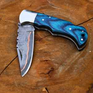 2025 High-End Premium Outdoor Copper Damascus Steel Pocket <b>Knife</b> Unique Pattern <b>Utility</b> <b>Knife</b> Hot Sale Leather cover - Product Image 6