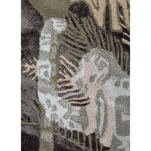 Alfombra Aurelia Verde Hecha a Mano de Lana y Viscosa, 10 mm de Grosor, Tra-15190 (Cs-01), Diseño Abstracto a Rayas para el Hogar y el Pasillo - Product Image 3