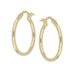 Pendientes de Aro Redondos Pulidos de Alta Calidad al por Mayor, Color Amarillo, 15 mm, Oro de 18 Quilates sobre Plata de Ley 925 - Product Image 1