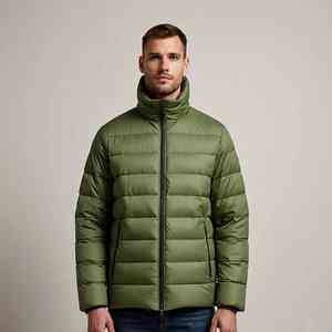 Veste d'hiver légère à capuche à manches longues matelassée et respirante pour hommes avec logo sur le devant Position Smart Casual Service OEM - Product Image 1