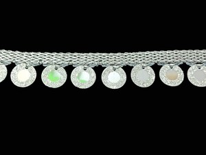 Indian Silver Mirror <strong>Sequins</strong> <strong>Lace</strong> Decorative Trimmings Silver Mirror <strong>Trim</strong> With Silver Gota Border Costume <strong>Trim</strong> Price - Product Image 4