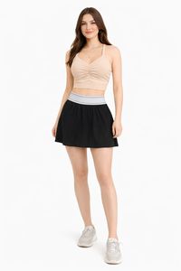 Conjunto Deportivo Casual: Top Deportivo sin Tirantes con Cuello en V y Shorts de Cintura Alta de Secado Rápido sin Costuras - Product Image 2