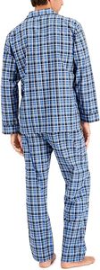 Pijama largo holgado de algodón 100% con botones para hombre, conjunto sólido, ropa de dormir suave y cómoda para hombre - Product Image 2