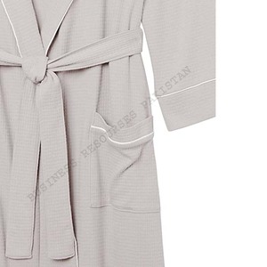 High Quality Men Waffle <b>Bathrobe</b> 100% Cotton Fleece Breathable Custom Size for Sale - Product Image 4
