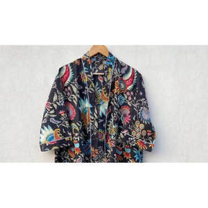 Robe Kimono en Coton Imprimée à la Main Style Bohème Taille Unique, Respirante et Légère pour l'Été et les Loisirs - Product Image 5