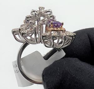 Elegante y lujoso Anillo de compromiso de oro sólido de 14K y 18K Anillos de diamantes Premium de diamantes reales naturales - Product Image 3