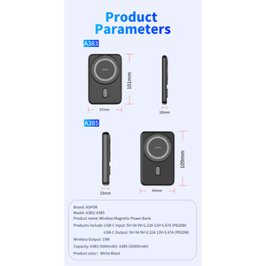 Banco de Energía Portátil Inalámbrico Magnético de Alta Capacidad de 10000 mAh con Enchufe, Salida de 20 W, Enchufe Estándar Japonés, Estación de Energía Tipo 10 W - Product Image 6