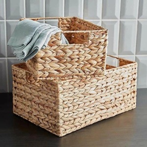 Panier de rangement en jacinthe d'eau organisateur panier à linge avec poignées rangement de jouets décor de maison pour cadeau fabriqué par Vietnam FBA Amazon - Product Image 6