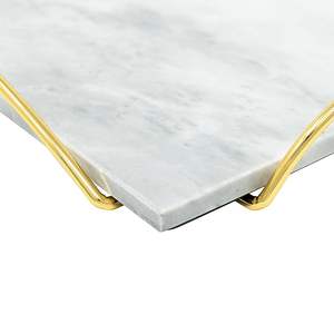 Plateau de service en MDF en marbre acrylique en bois incrusté d'os blanc de haute qualité avec design arrondi pour la décoration intérieure et le service de nourriture/fruits - Product Image 6