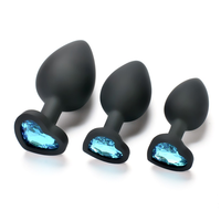 Bouchon anal en silicone pour femmes et hommes, étanche IPX7, BDSM, avec cristal en forme de cœur, interchangeable, 3 tailles, 4 couleurs