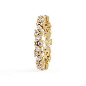 Bague Éternité de Luxe en Diamants Taille Marquise et Ronde, Or Jaune 14K 18K, Bijoux de Mariage, Conception Personnalisée, Vente en Gros - Product Image 5