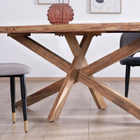 Ensemble de table à manger moderne pour la maison et les restaurants, en bois d'acacia massif, avec plateau rectangulaire à bords bruts, facile à déplacer, avec pieds en bois d'araignée