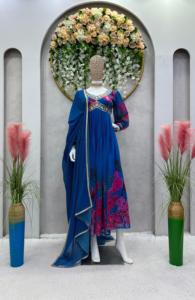 Beau costume de créateur avec intérieur et Dupatta avec fil et travail de séquence - Product Image 6
