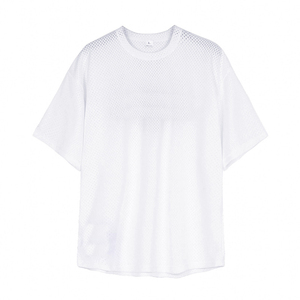 เสื้อยืดคอกลมผ้าโพลีเอสเตอร์100% ไร้รอยต่อสำหรับผู้ชายเสื้อยืดตาข่ายแบบเปิดไหล่ - Product Image 6