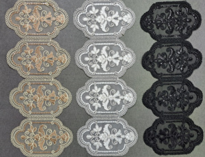 Encaje de poliéster/algodón suave con bordado metálico de lentejuelas y pedrería, tacto suave, para decoración de lehenga nupcial, marca TSL - Product Image 2