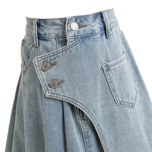 Bas en jean courts pour femmes personnalisés, taille élastique, coupe slim, mini-jupe en jean, vêtements de rue sexy - Product Image 5