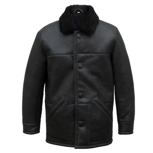 Veste d'hiver en denim pour homme, en cuir de vache noir, fermeture éclair, respirante, écologique, style vintage, doublure en laine, fausse fourrure, vente en gros - Product Image 1