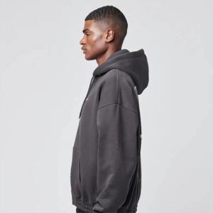 OEM qualité supérieure sweats à capuche américains avec fermeture éclair sérigraphiée personnalisée vêtements de ville pour hommes à épaules tombantes sweats à capuche et sweat-shirt à fermeture éclair - Product Image 4