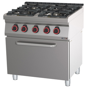 GN 1/1 HP 80 Fan-Assisted Electric <b>Oven</b> and 4-Burner Gas Stove Ranges Product - Product Image 1