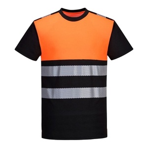 Ropa de trabajo de alta visibilidad para hombre Camisetas de manga corta Logotipo personalizable Material impermeable de poliéster y algodón - Product Image 1