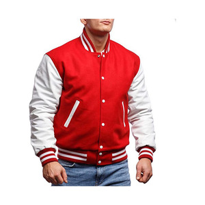 Chaqueta universitaria de béisbol de manga larga con diseño OEM para hombre, chaquetas lisas con letras en blanco y cuello levantado personalizadas al por mayor - Product Image 3