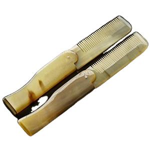 Peine de bolsillo plegable hecho a mano, cuerno de vaca de búfalo y cuerno de buey natural, herramienta de peinado con logotipo personalizado - Product Image 1
