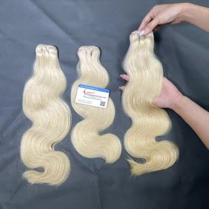 Venta al por mayor de mechones de cabello humano virgen color rubio extensiones de onda del cuerpo crudo Vietnamesehair cutícula alineada doble trama del pelo - Product Image 5