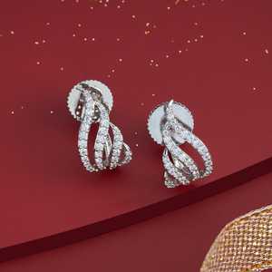 ต่างหูห่วงทรงเรขาคณิตประดับเพชรและมุก ทอง 14K รุ่น Zircon ดีไซน์น่ารักทันสมัย เหมาะสำหรับงานแต่งงาน งานหมั้น และงานปาร์ตี้-186578 - Product Image 5