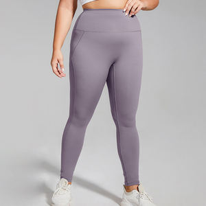 เลกกิ้งออกกำลังกายเอวสูงและต่ำสำหรับสตรีเลกกิ้งออกกำลังกายผ้าฝ้ายขนาดใหญ่พิเศษออกแบบโลโก้ได้ตามต้องการ - Product Image 2