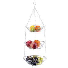 Home Kitchen 3 Tiers Black Powder Coated Iron Metal Wire Hanging Fruits <b>Vegetables</b> <b>Storage</b> Fruit <b>Basket</b> - Product Image 3