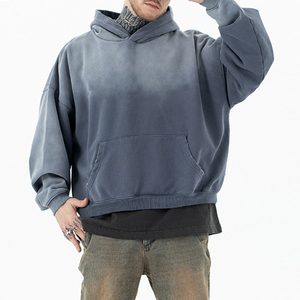 Vente en gros de sweats à capuche d'hiver personnalisés, vintage, délavés à l'acide, unis, en molleton épais polyester/nylon, coupe oversize, effet délavé à la pierre - Product Image 5