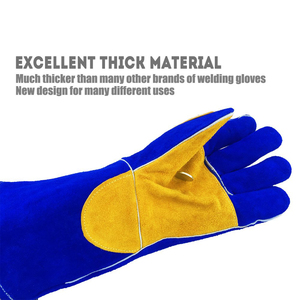 Nuevos guantes de soldadura de cuero personalizados, doble Palma con protección para las manos, guantes de cuero de transferencia de calor con logotipo personalizado para hombres - Product Image 6