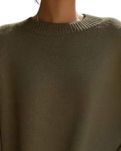 Customized <b>Women</b> Olive Green Oversized Knit Poncho Sweater Loose Fit Batwing Sleeve <b>Warm</b> Winter Ladies Pullover Fashion <b>Top</b> - Product Image 4