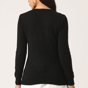 Sudadera de moda con cuello en V para mujer con mangas largas 100% algodón logotipo personalizado impreso Top de ajuste regular para otoño - Product Image 2
